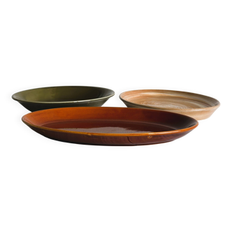 Set of 3 colorful antique dishes