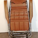 Maule Marga brown leatherette reclining and folding armchair made in Italy vintage 1970