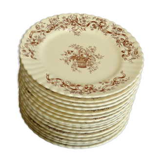 16 flat earthenware plates terre de fer, model rubans from longchamps, ø 24.9 cm