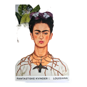 Original poster exhibition frida kahlo, autorretrato con collar de espinas y colibrí, 1940-2020