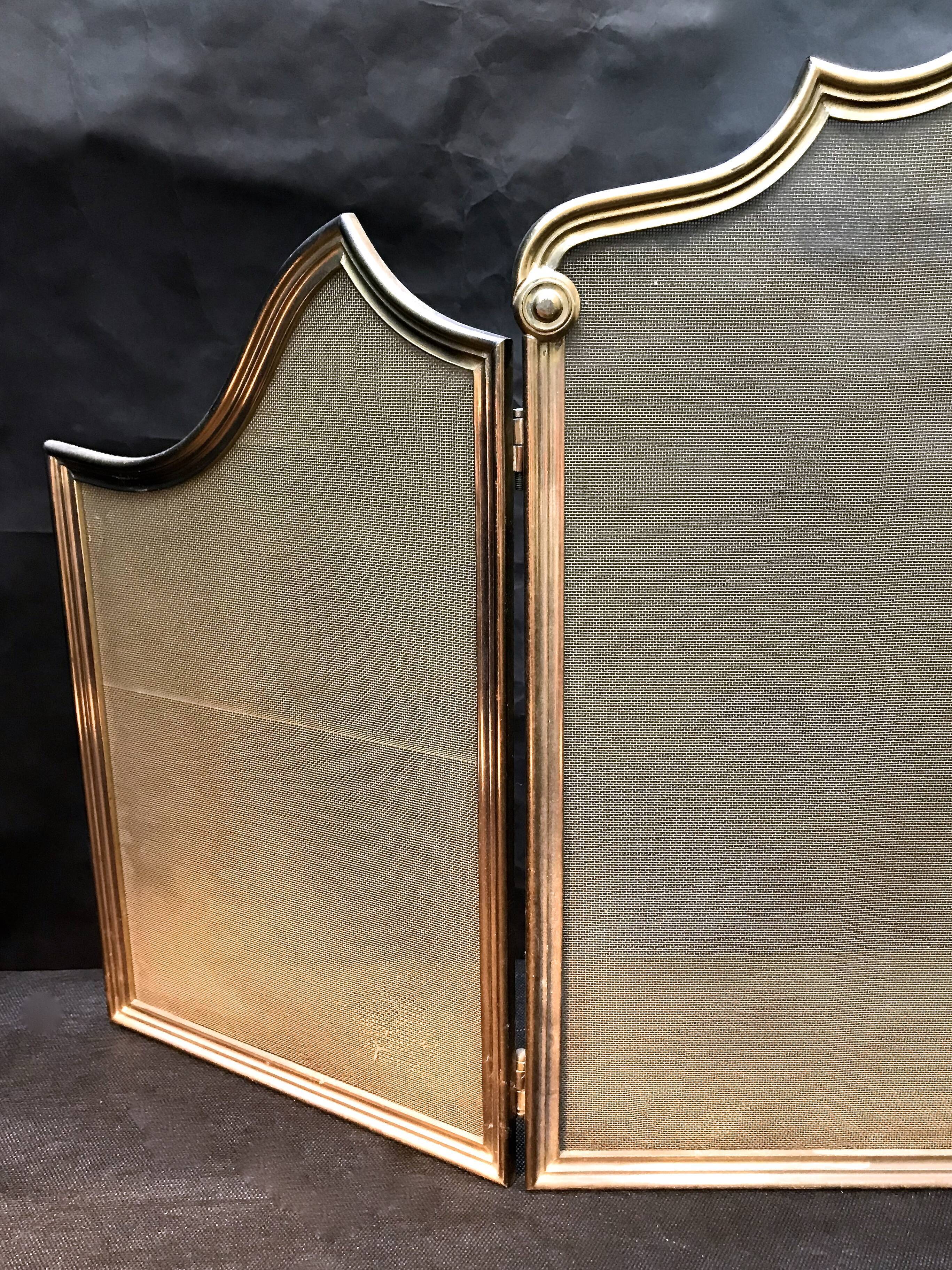 Old fire screen and accessories brass fireplace 1940 spark arrest fireplace firescreen