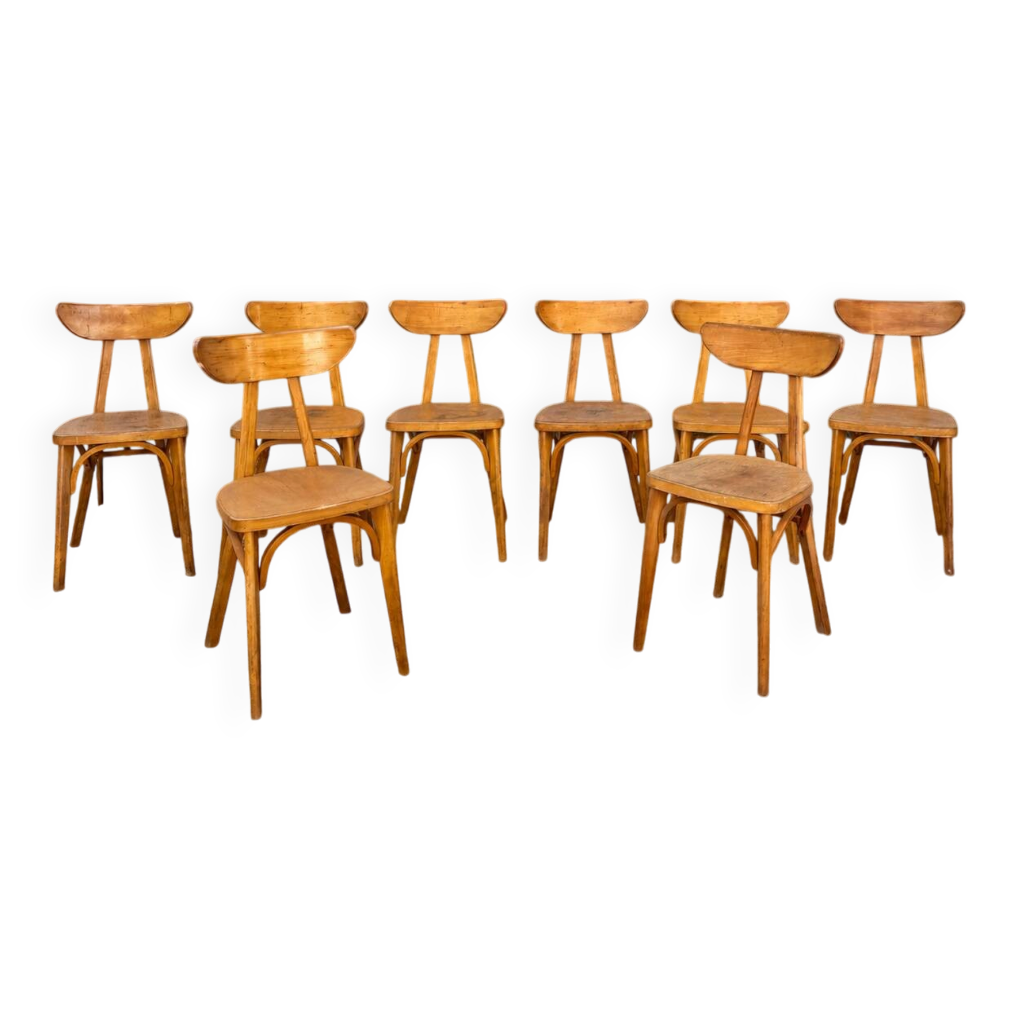 Série de 9 chaises bistrot lutherma banane boomerang