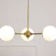 Italian Mid century Modern Chandelier in Brass and Opaline Glass, 1960s