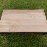 Table basse industrielle vintage chariot de marbrier ancien