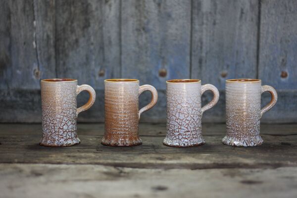 Service mug céramique Accolay effet craquelé X 4 , chope signée, art de la