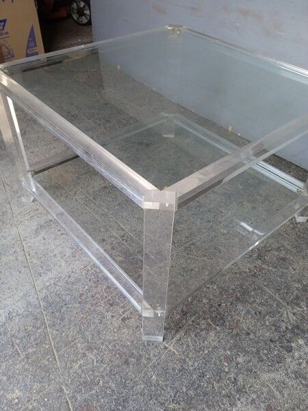 Coffee table furniture marsh plexi / glass ep 1970s