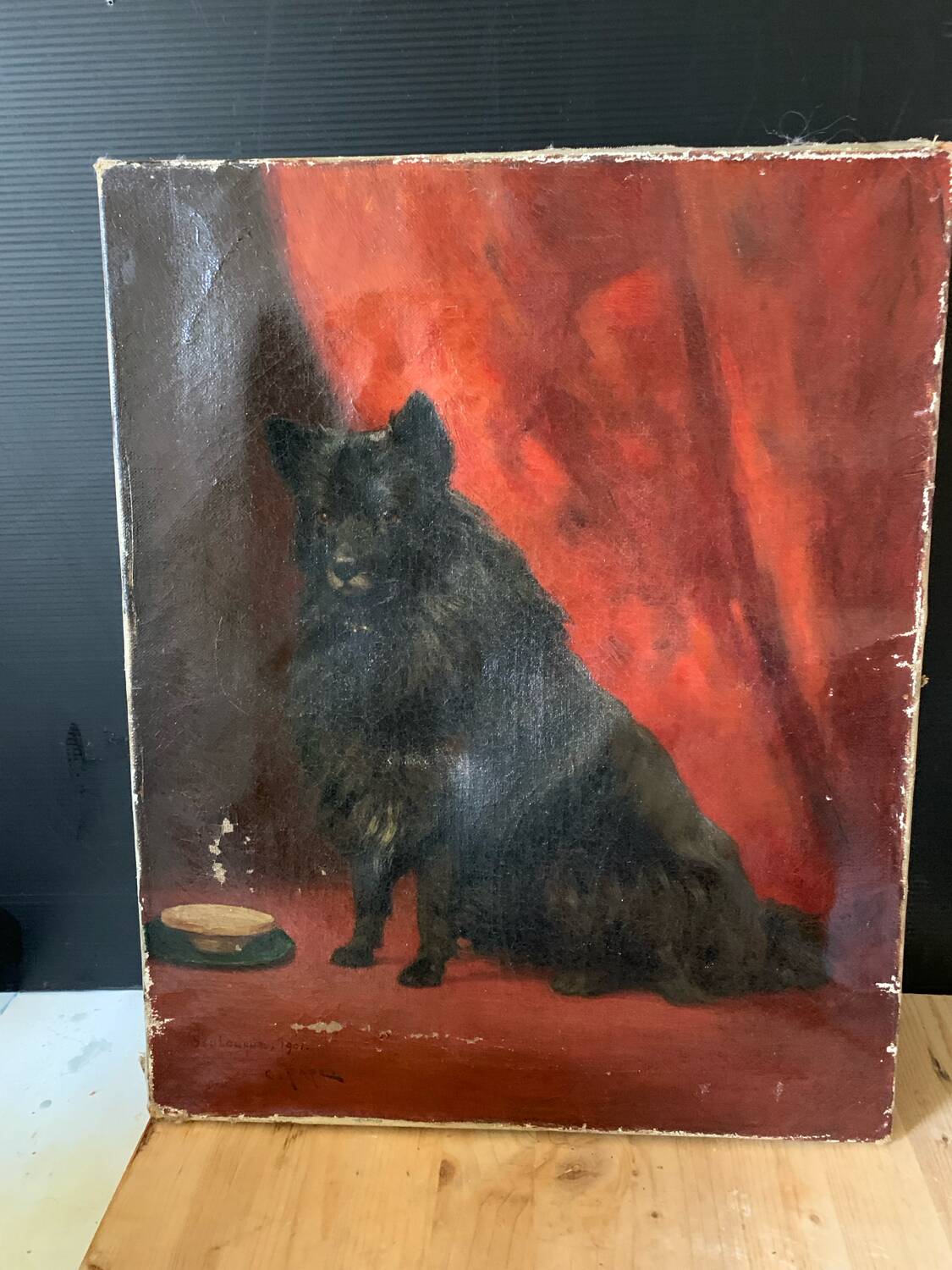 Old oil painting on canvas