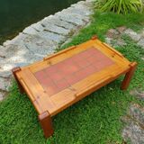 Pine and ceramic coffee table 1980