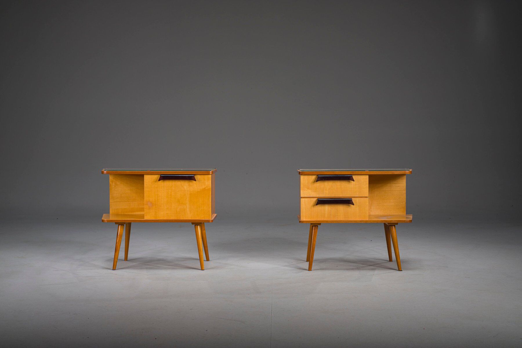 Vintage German cherry nightstands, 1960s, set of 2