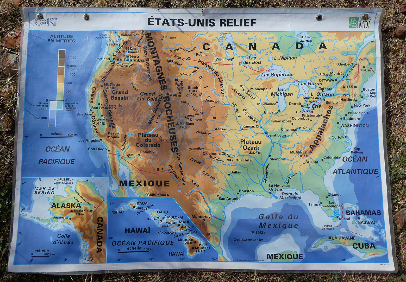 Vintage poster school card "United States Relief & Population" MDI
