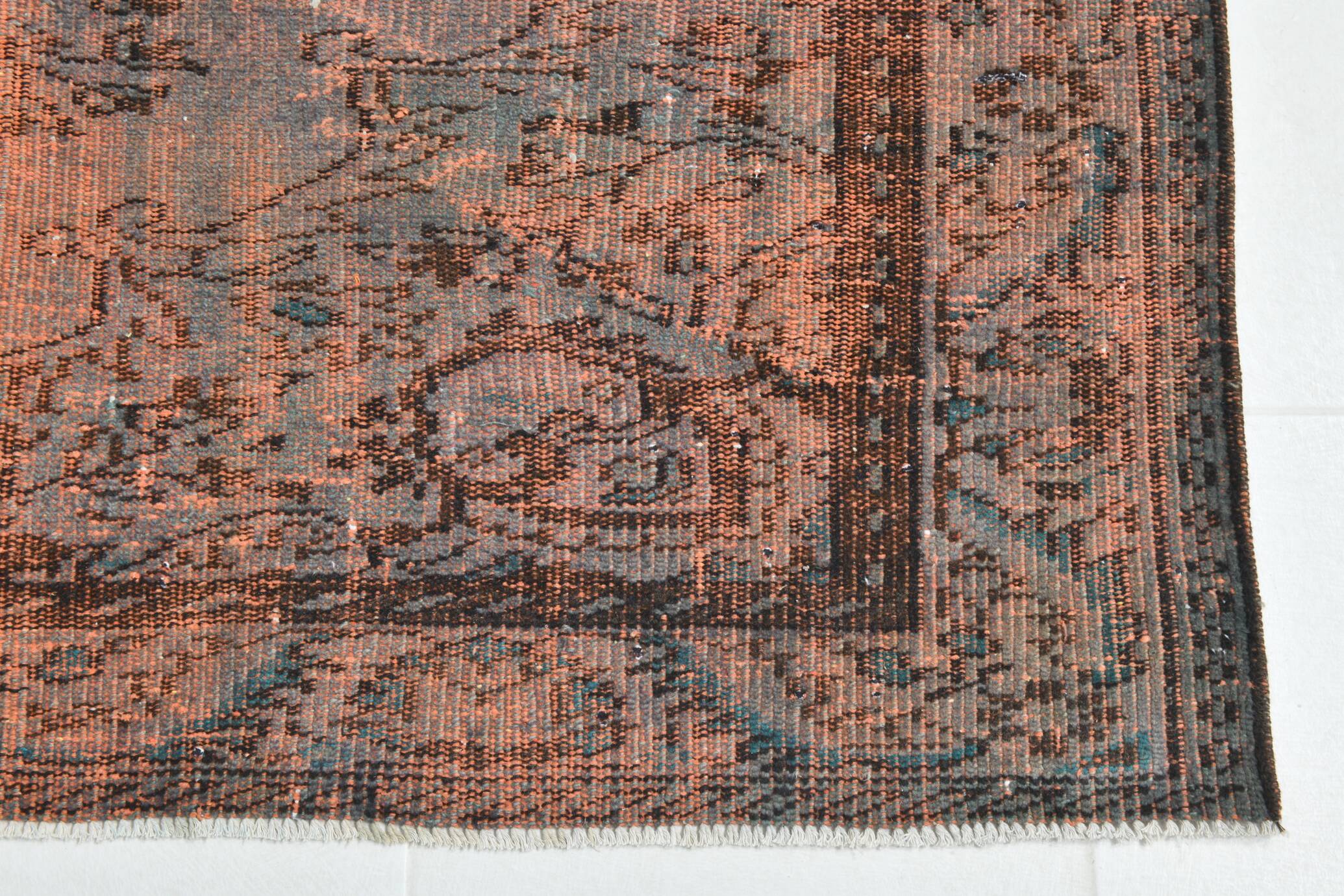 Tapis turc vintage classique en laine terracotta