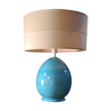large living room lamp in cracked turquoise blue ceramic 1970 to 80, h53x40 elec ok