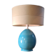 large living room lamp in cracked turquoise blue ceramic 1970 to 80, h53x40 elec ok