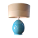 large living room lamp in cracked turquoise blue ceramic 1970 to 80, h53x40 elec ok