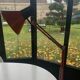 Architect's lamp in burgundy red metal, adjustable and articulated vintage