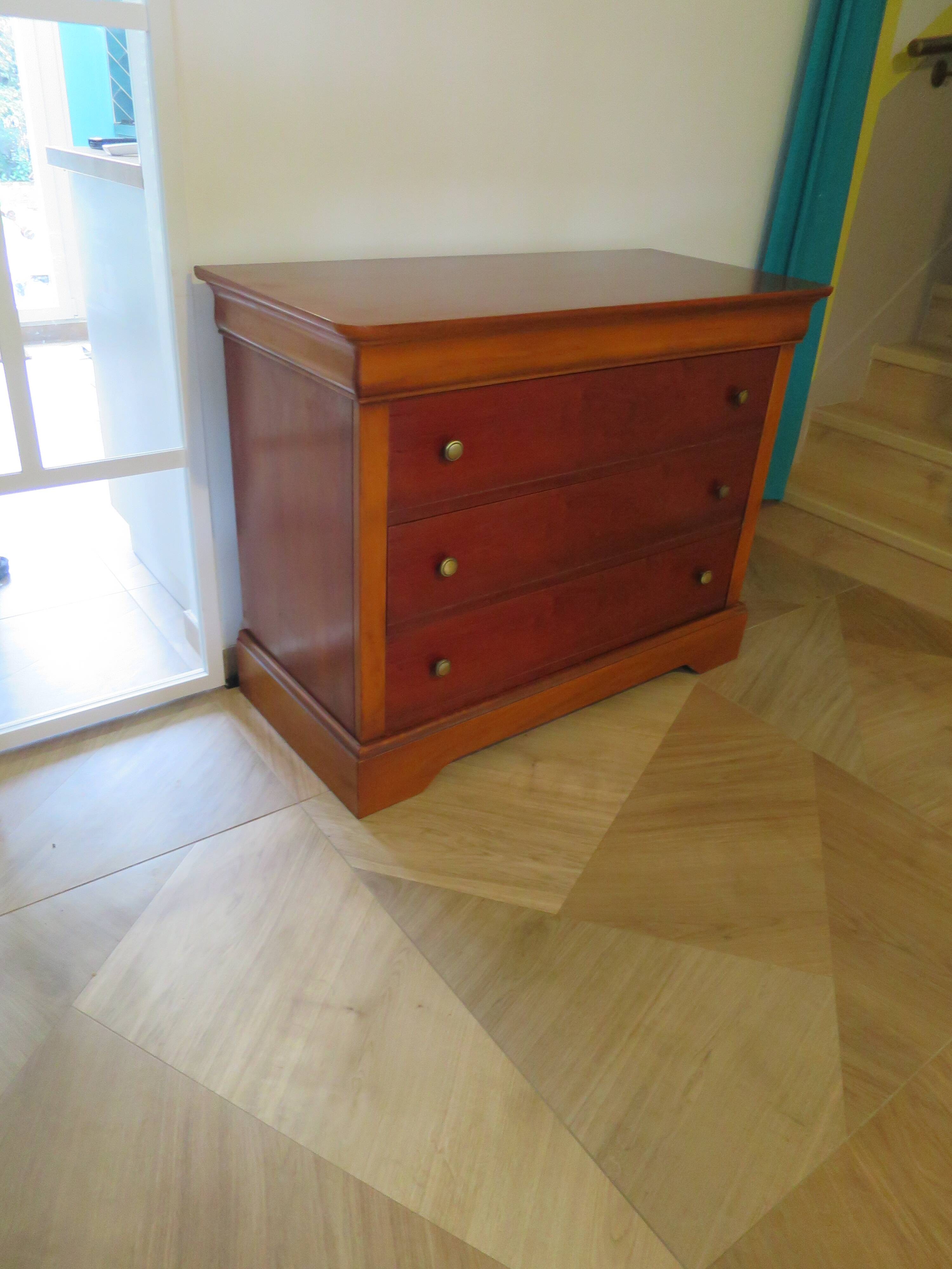 3-drawer chest of drawers with ogee - Louis Philippe style - 80s
