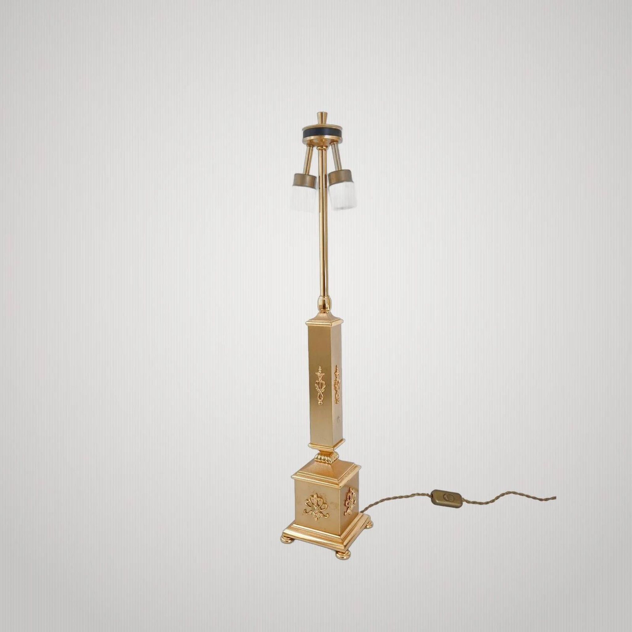 VINTAGE TABLE LAMP 1970 SIGNED SCIOLARI BRONZE & GOLD PLATED 70S YEARS