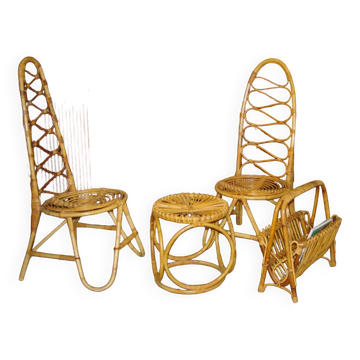 VINTAGE BAMBOO LIVING ROOM SET  1960s