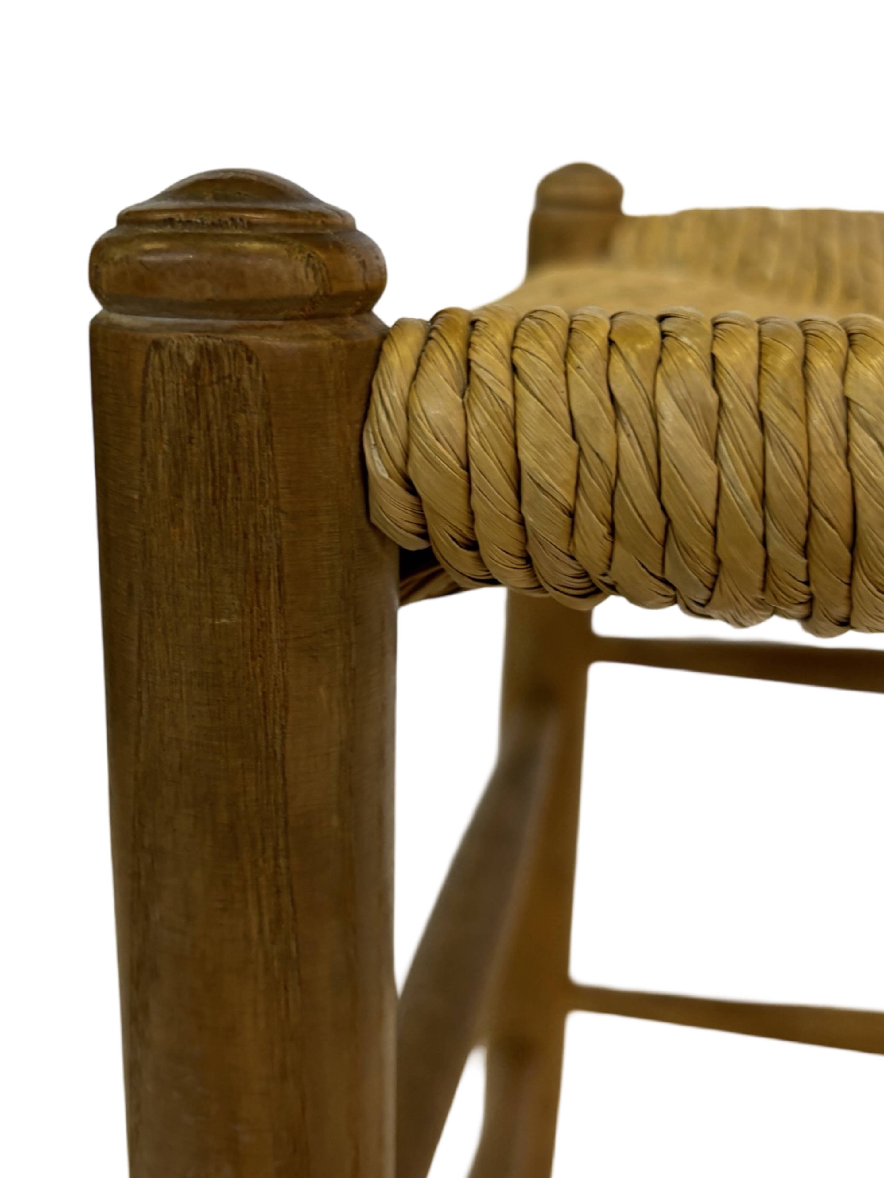 Vintage Danish papercord stool rope beech mid century '60s design