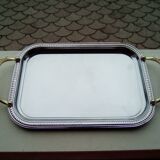 Rectangular stainless steel trays with handles from the 70s/80s