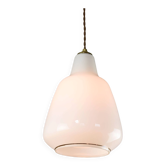 Mid-Century Modern Italian White Glass and Brass Pendant Lamp, 1960s