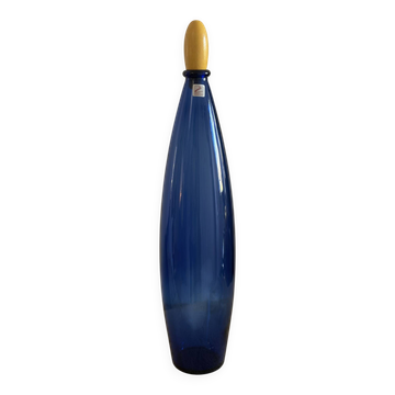 Carafe en verre d'art vintage bleu cobalt par Zwiesel Glas – milieu XXème