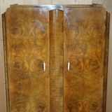 Double Art Deco wardrobe circa 1930 in satin walnut.