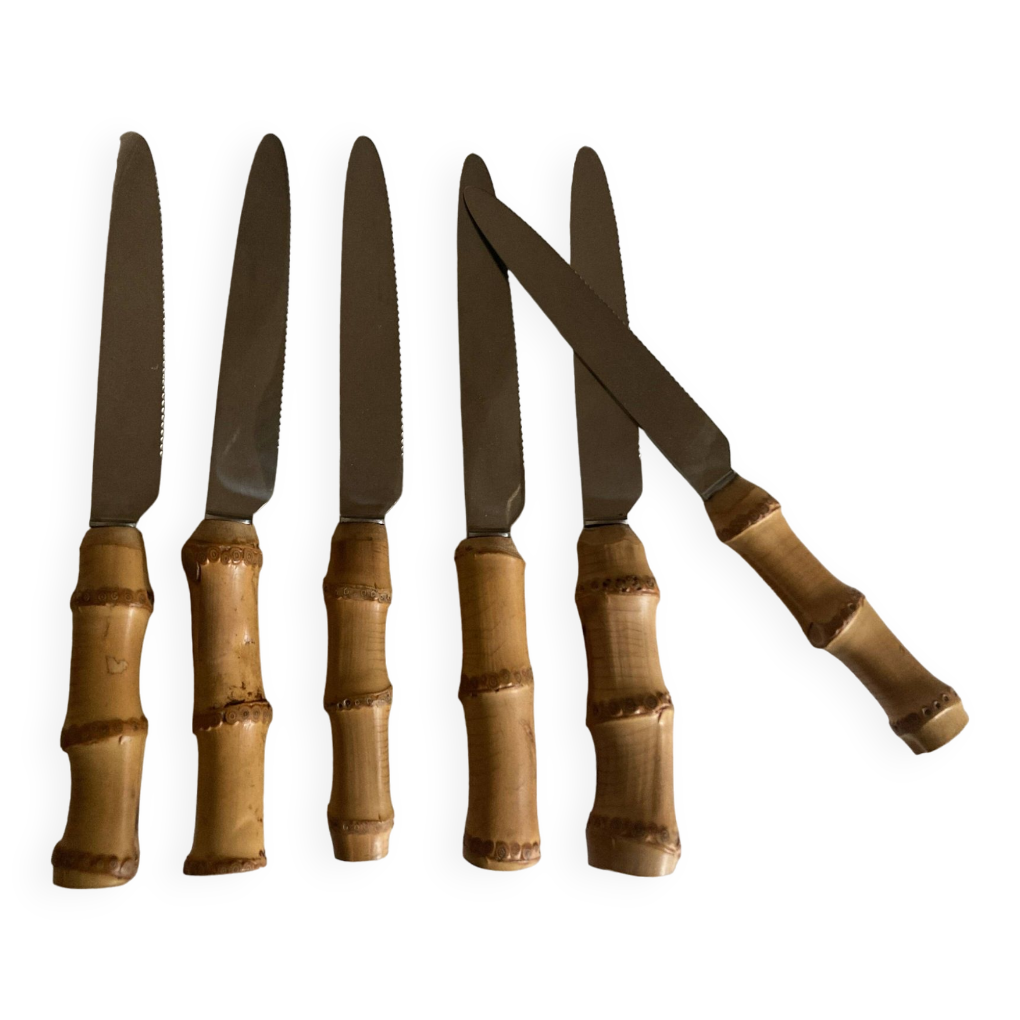 Set of 6 Riviera 1960 bamboo table knives