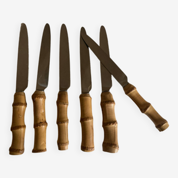 Set of 6 Riviera 1960 bamboo table knives