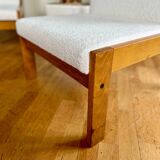 Pair of Baumann white bouclette armchairs