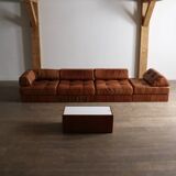 De Sede DS 88 Modular Sofa In Cognac Patchwork Leather, Switzerland 1970s