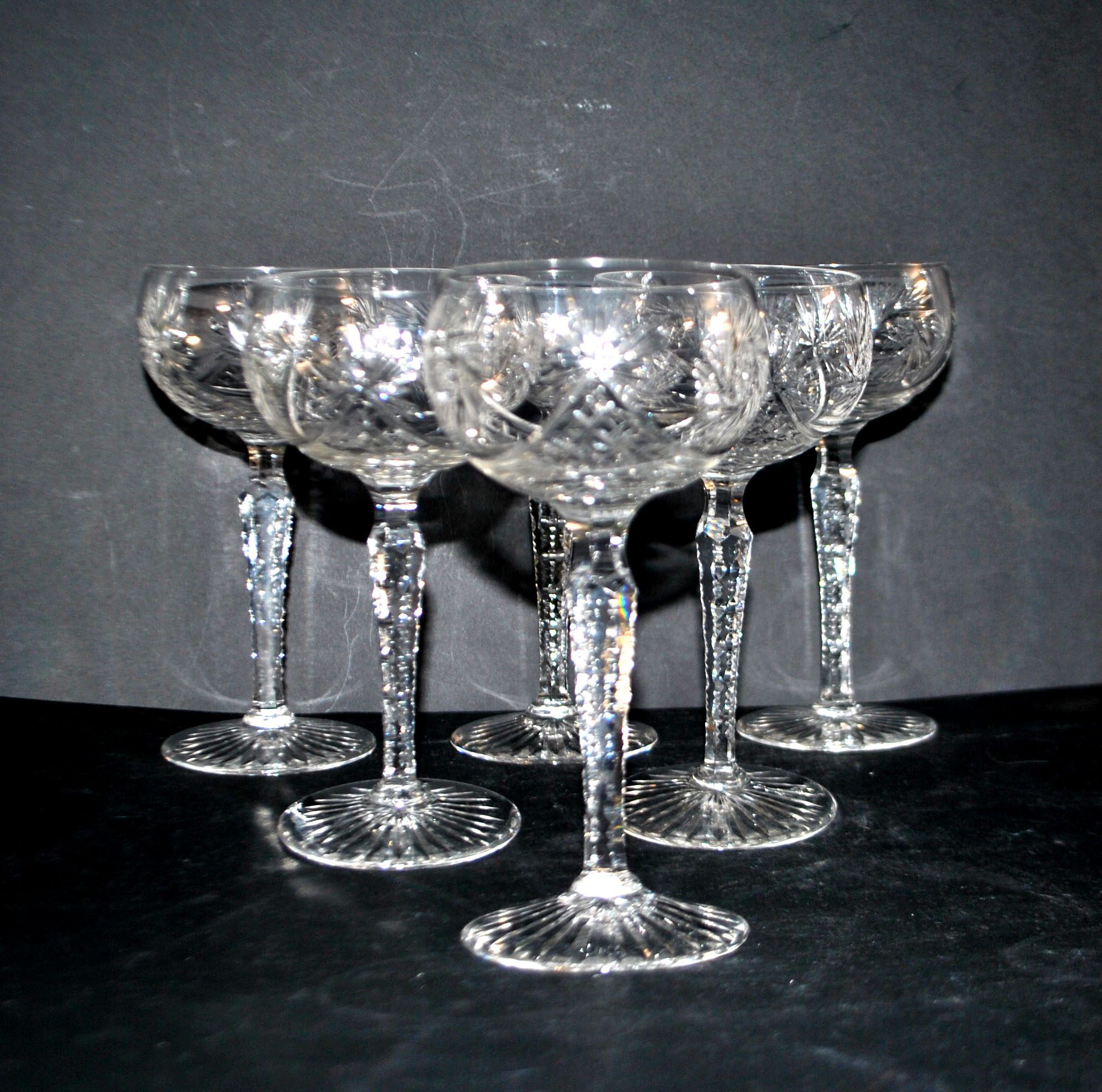 SAINT-LOUIS Balloon Wine Glass ROEMER in cut crystal star 1930 H14.5cm