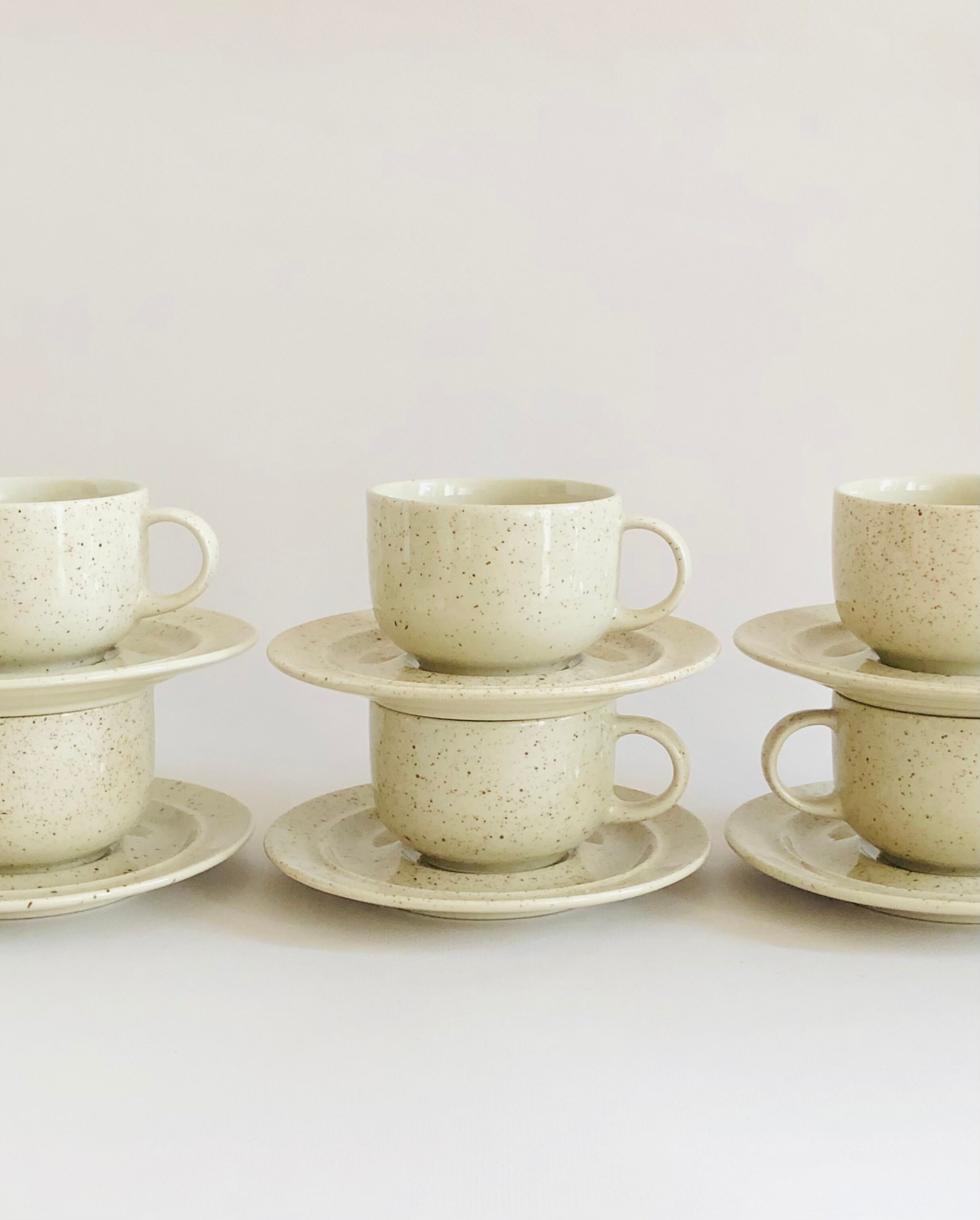 Vintage speckled stoneware coffee cups