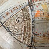 Large German ceramic plate with fish from the mid-century.