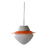 Suspension en verre soufflé blanc, années 1960