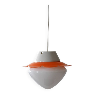 Suspension en verre soufflé blanc, années 1960