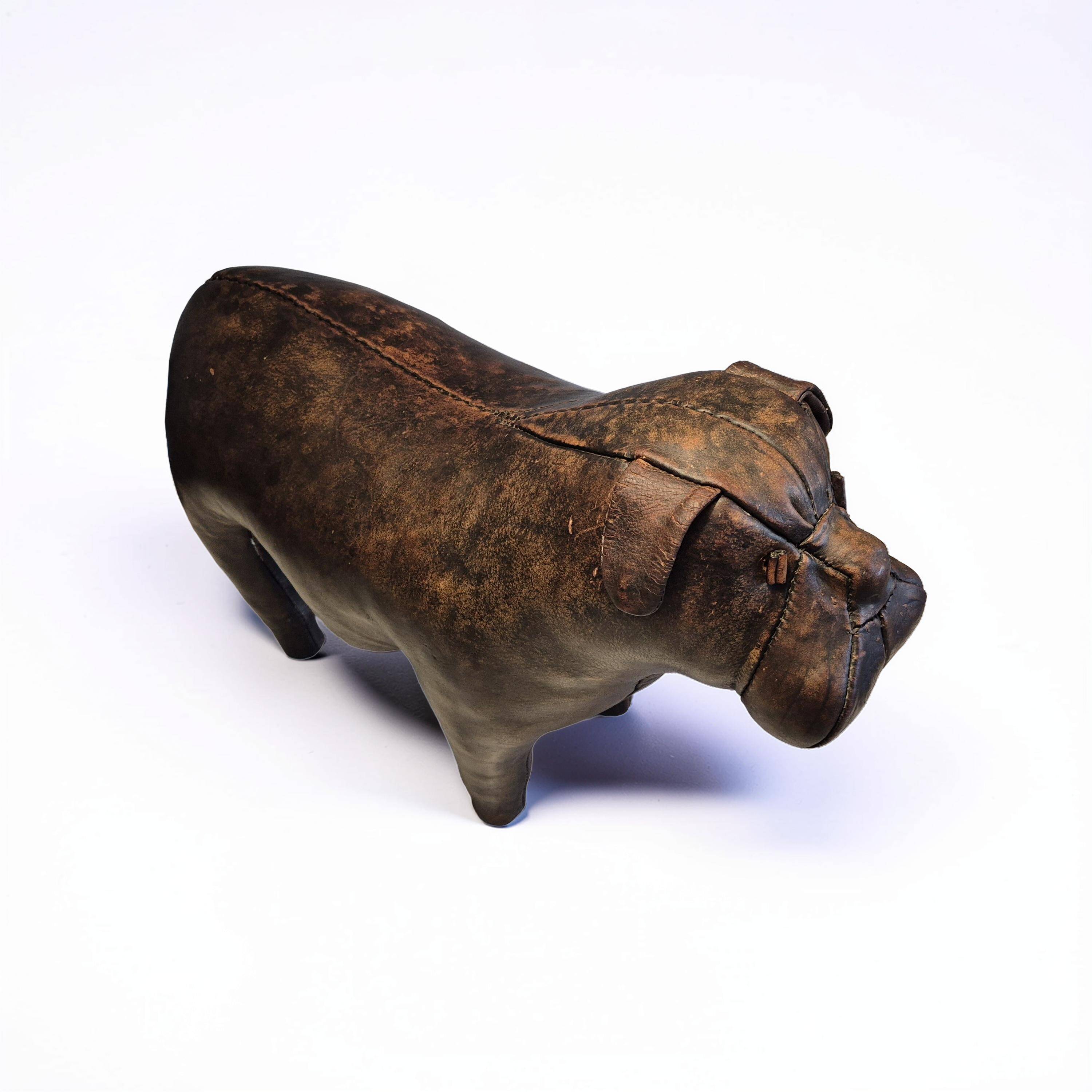 Leather Bulldog ottoman by Dimitri Omersa, England 1960s