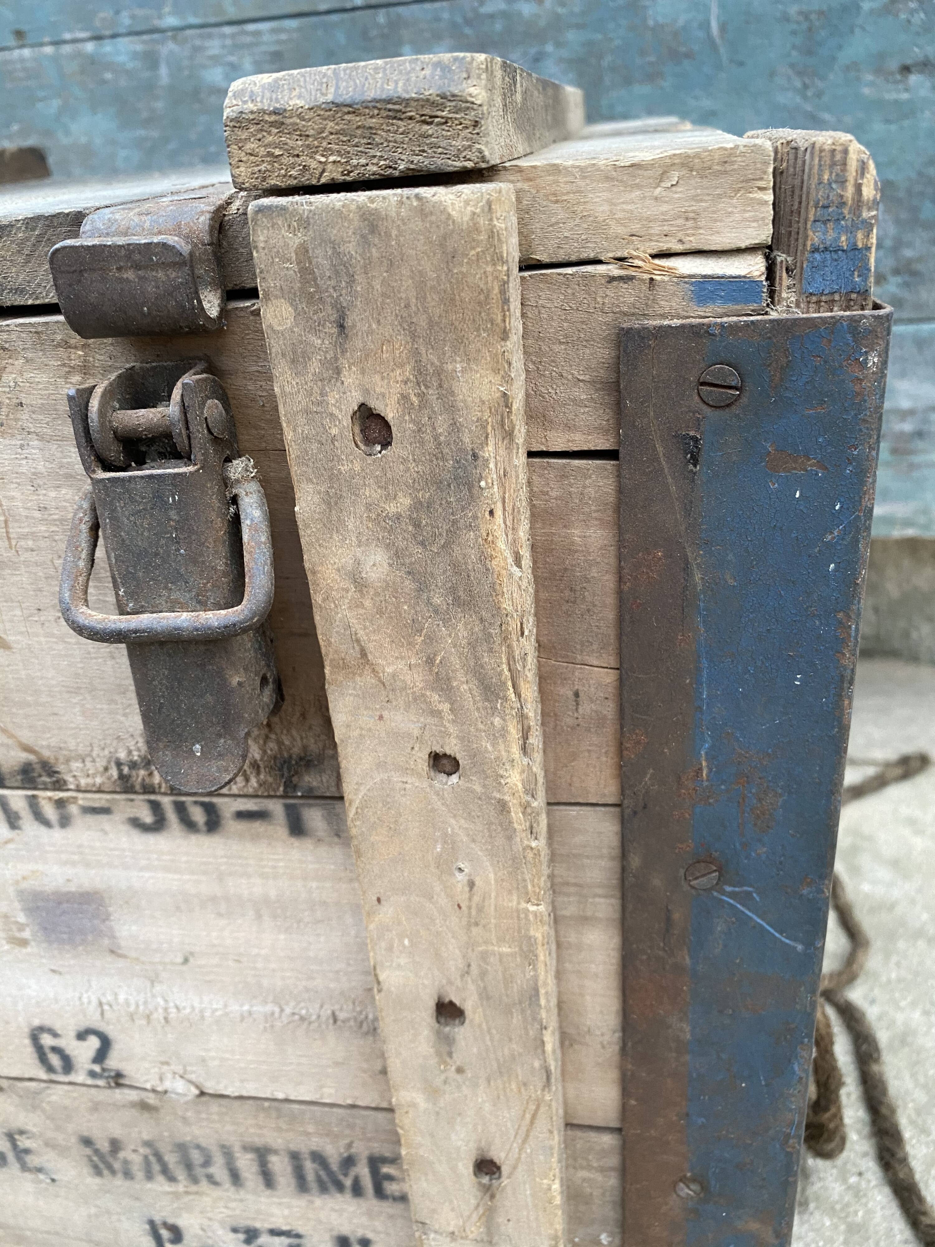 Ancient timber maritime military crate