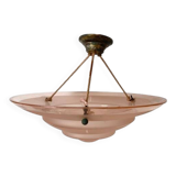 Art Deco pink glass basin pendant light