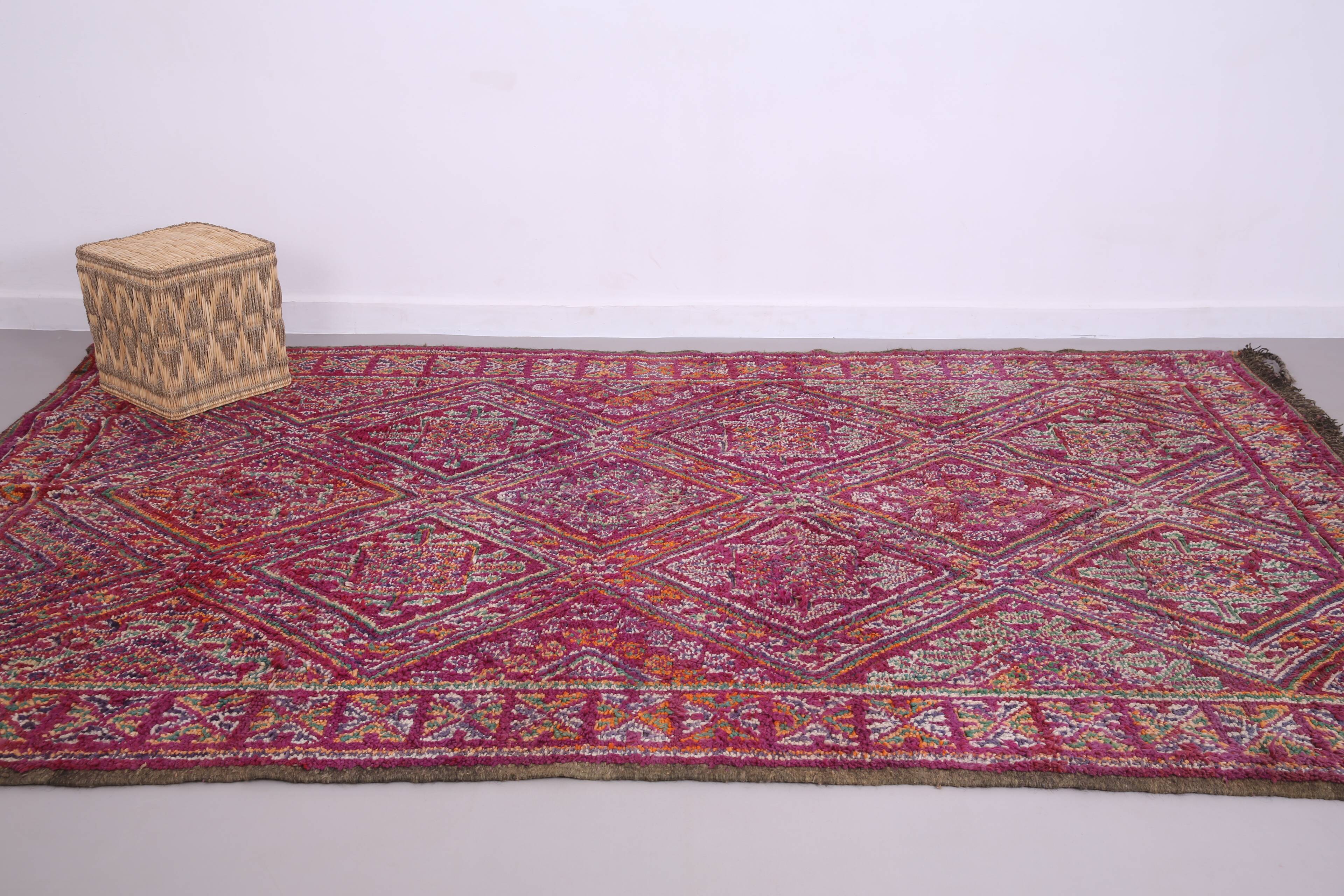 Vintage Moroccan Rug 203 x 340 cm - Moroccan Rug Purple - Berber rug Old