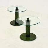 Italian side tables with bamboo base and glass top