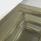 Vintage Space Age rectangular coffee table by Paul Mayen in smoked glass and chrome metal from the 70s