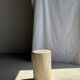 White oval petrified wood side table H38 D28 - 3335