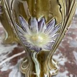 Barbotine vases, pair, Art Nouveau, DE BRUYN earthenware, signed, numbered