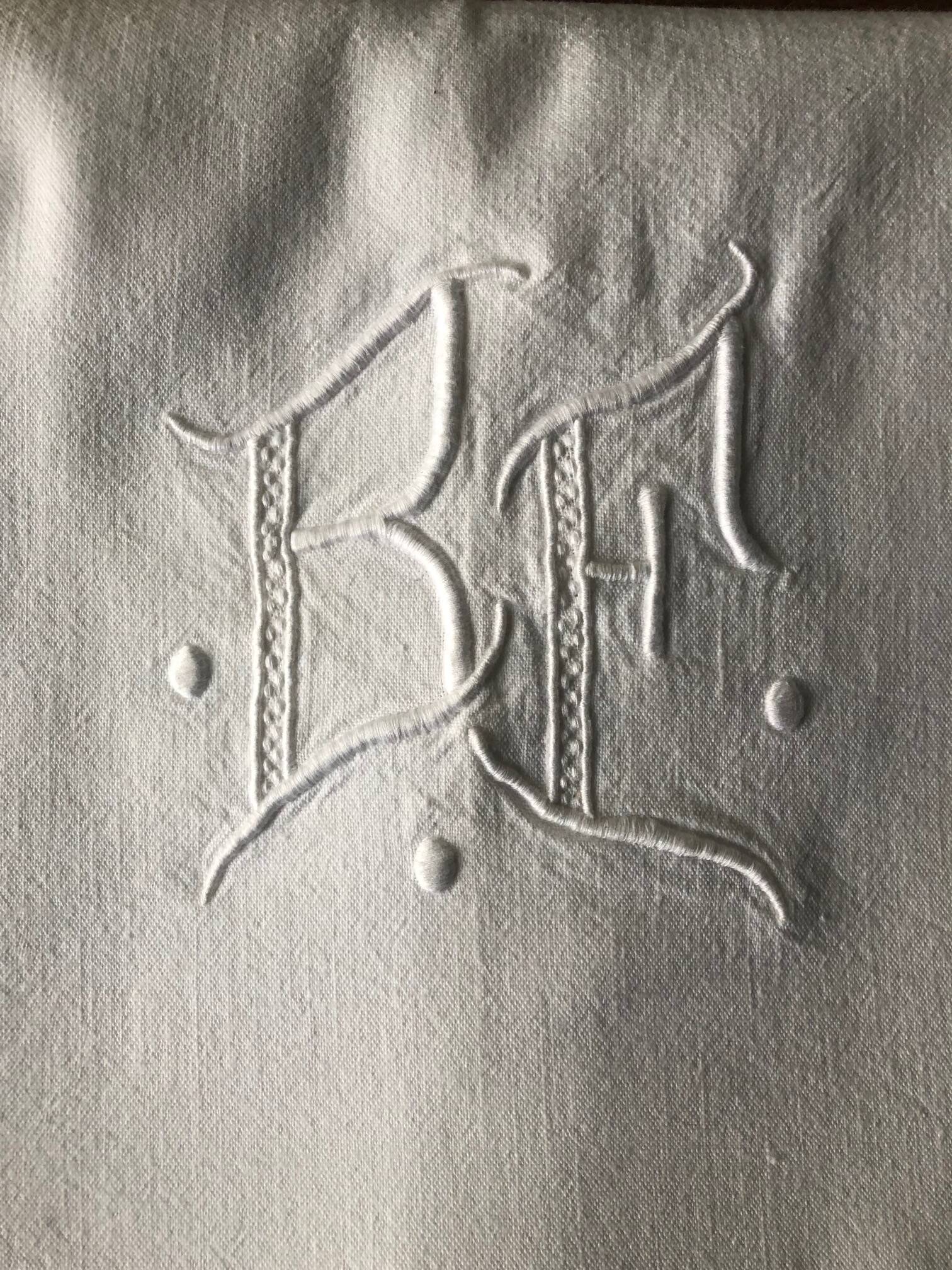 Antique cloth with BF monogram