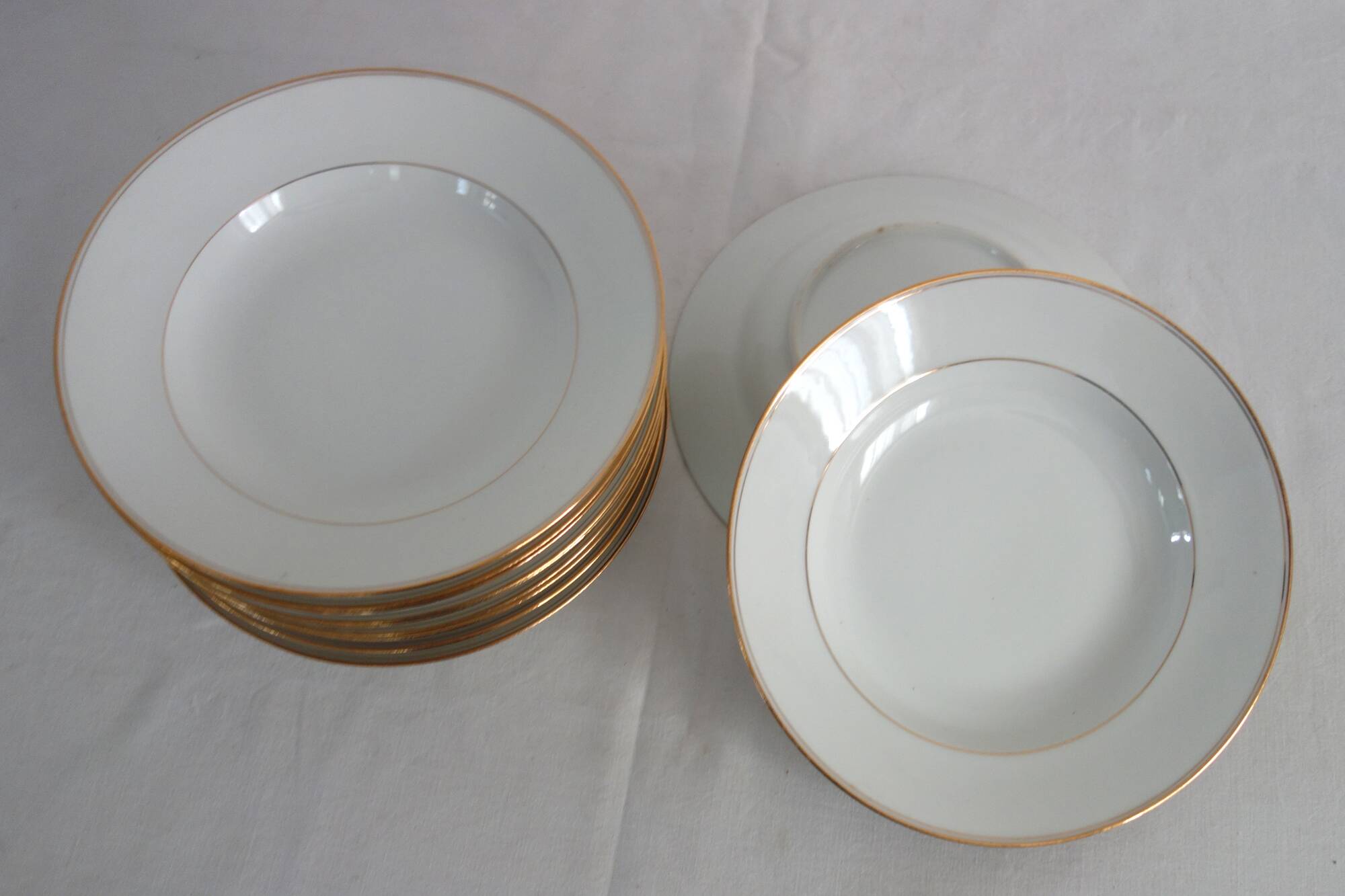 Set of 11 Limoges porcelain soup plates