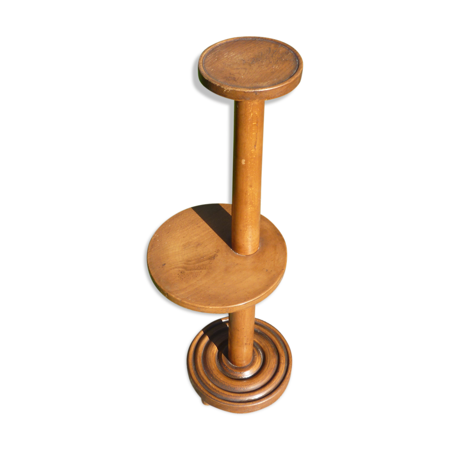 Column vintage wooden plants holder