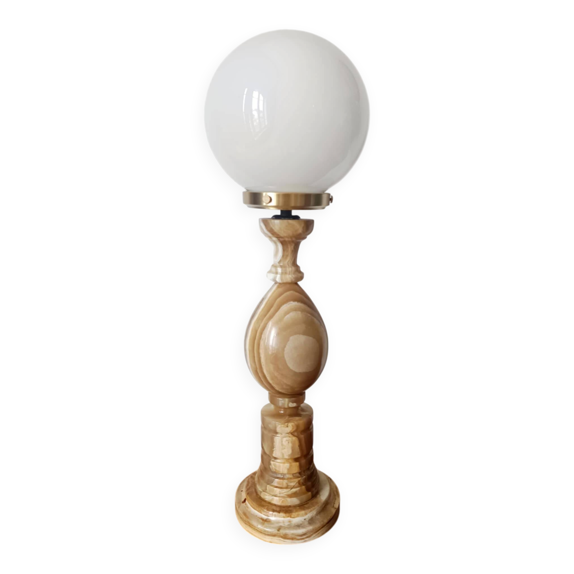 Large onyx and opaline egg lamp 60 cm