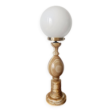 Large onyx and opaline egg lamp 60 cm