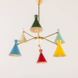 Italian mid-century colourful chandelier attributed to Arredoluce, 1950s